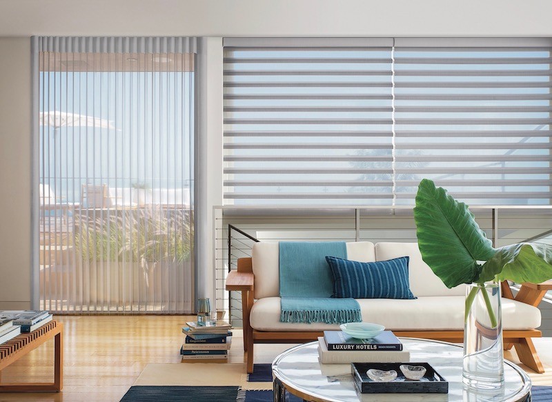 Sliding shop door shades